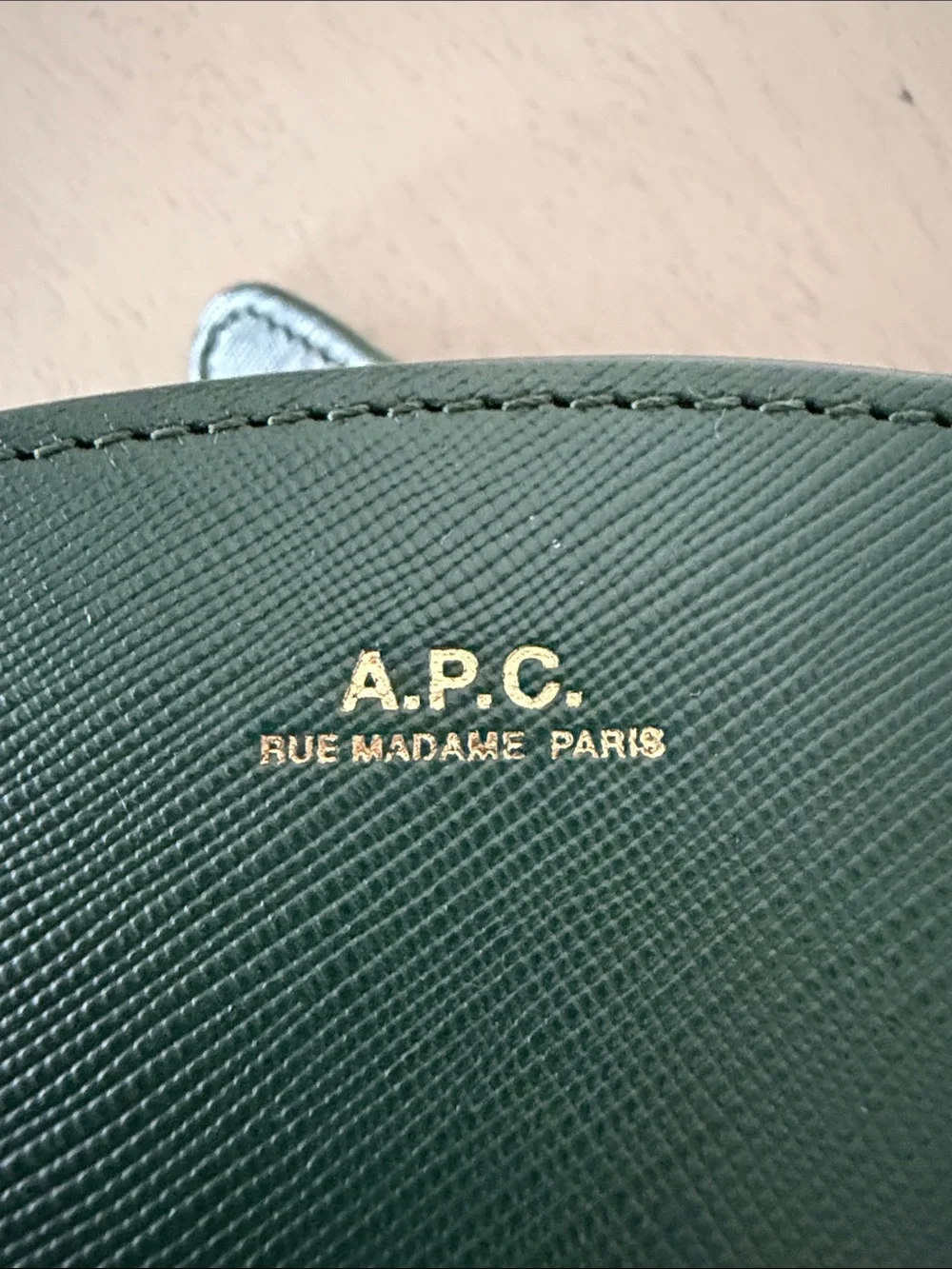 A.P.C. Forest Green Saffiano Leather Crossbody